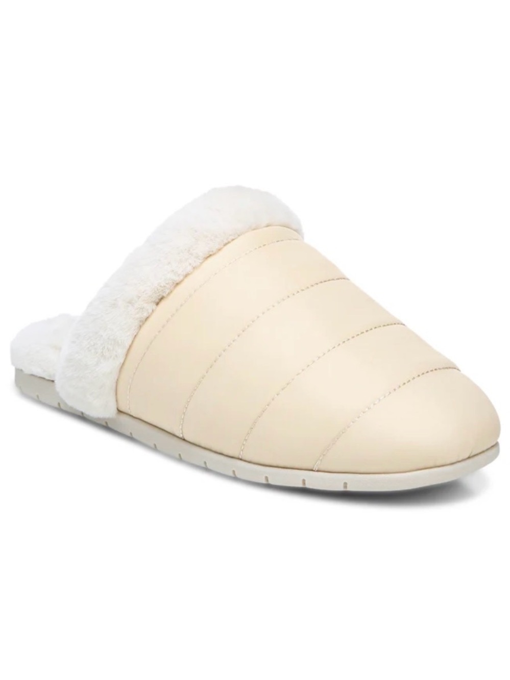 Vionic Quilted Faux-Fur Lined Slide Slippers - Cream
